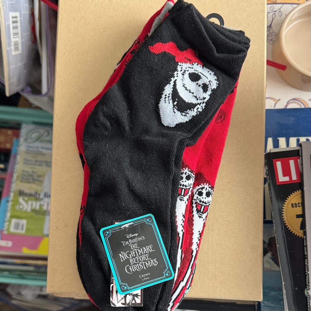Disney Nightmare Before Christmas Men's Socks - Black, Red, and White